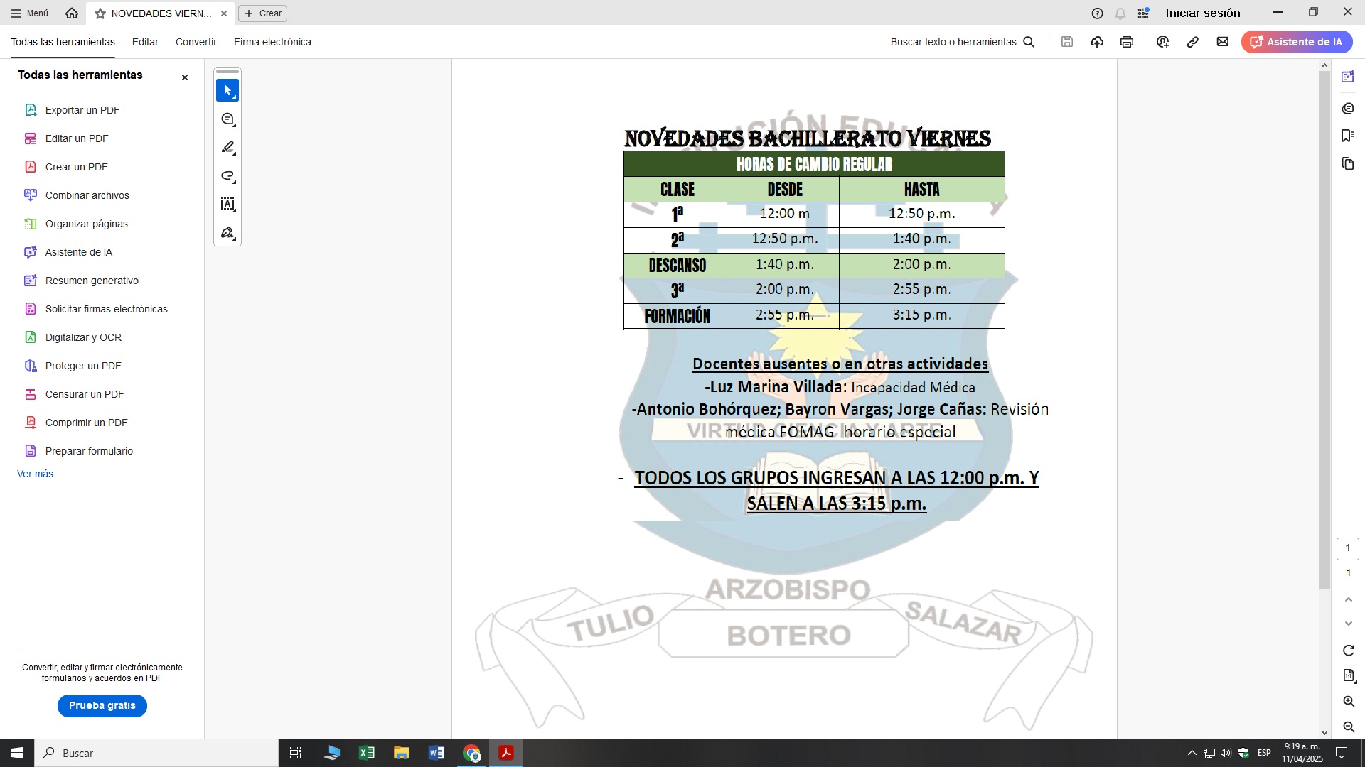 Novedades 11 de abril